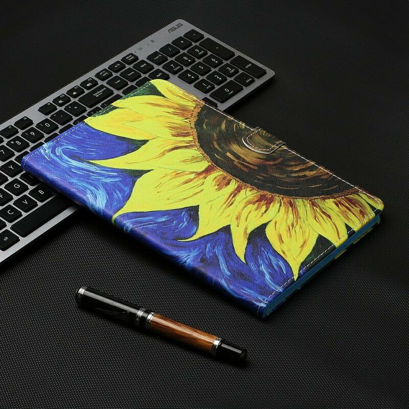 Capa Flip Para Samsung Galaxy Tab S8 / Tab S7 Girassol Pintado