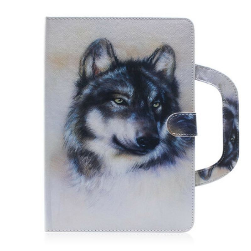 Capa Flip Para Samsung Galaxy Tab S8 / Tab S7 Lobo Com Alça