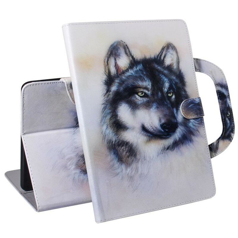 Capa Flip Para Samsung Galaxy Tab S8 / Tab S7 Lobo Com Alça