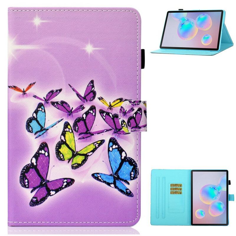 Capa Folio Para Samsung Galaxy Tab S8 / Tab S7 Borboletas Pintadas