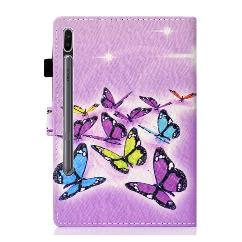 Capa Folio Para Samsung Galaxy Tab S8 / Tab S7 Borboletas Pintadas