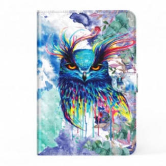 Capa Folio Para Samsung Galaxy Tab S8 / Tab S7 Coruja De Couro Sintético