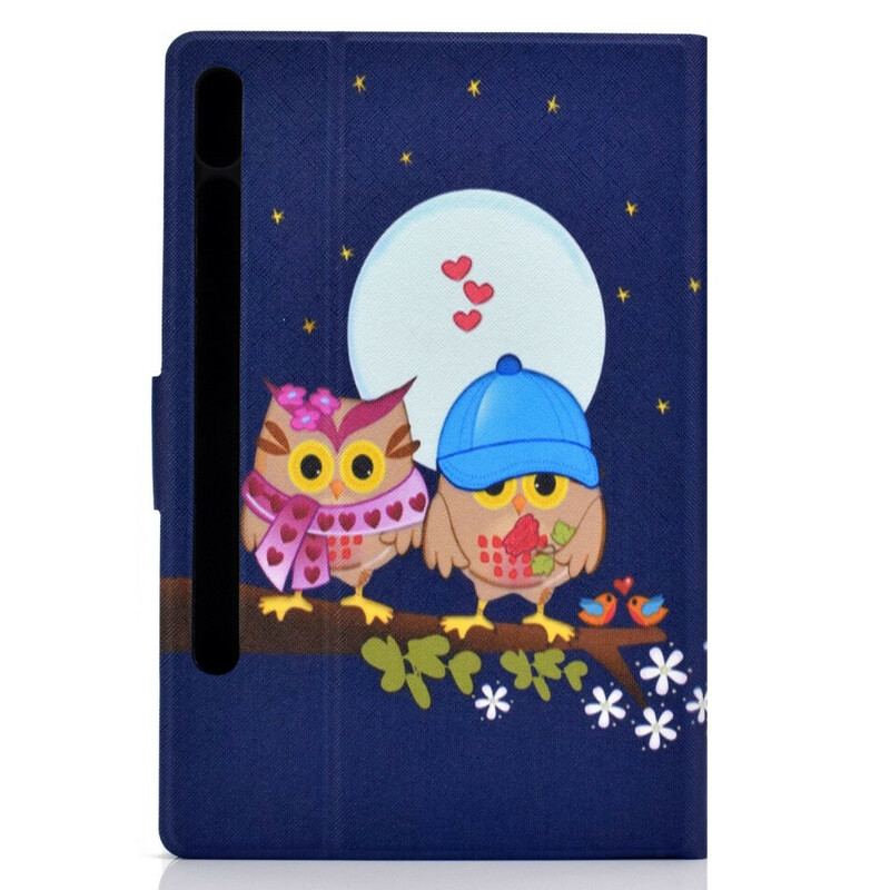 Capa Folio Para Samsung Galaxy Tab S8 / Tab S7 Corujas Divertidas