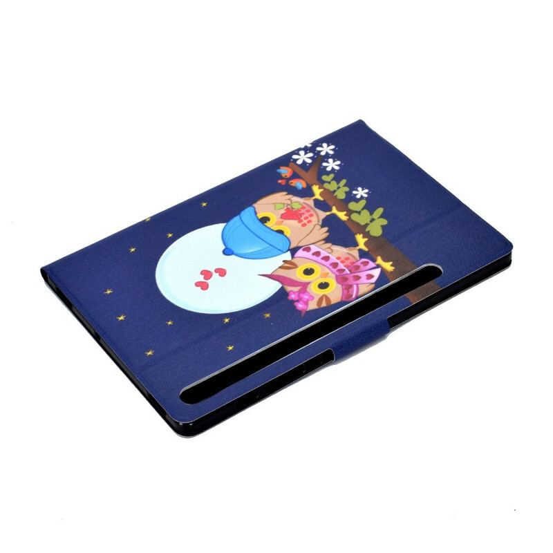 Capa Folio Para Samsung Galaxy Tab S8 / Tab S7 Corujas Divertidas