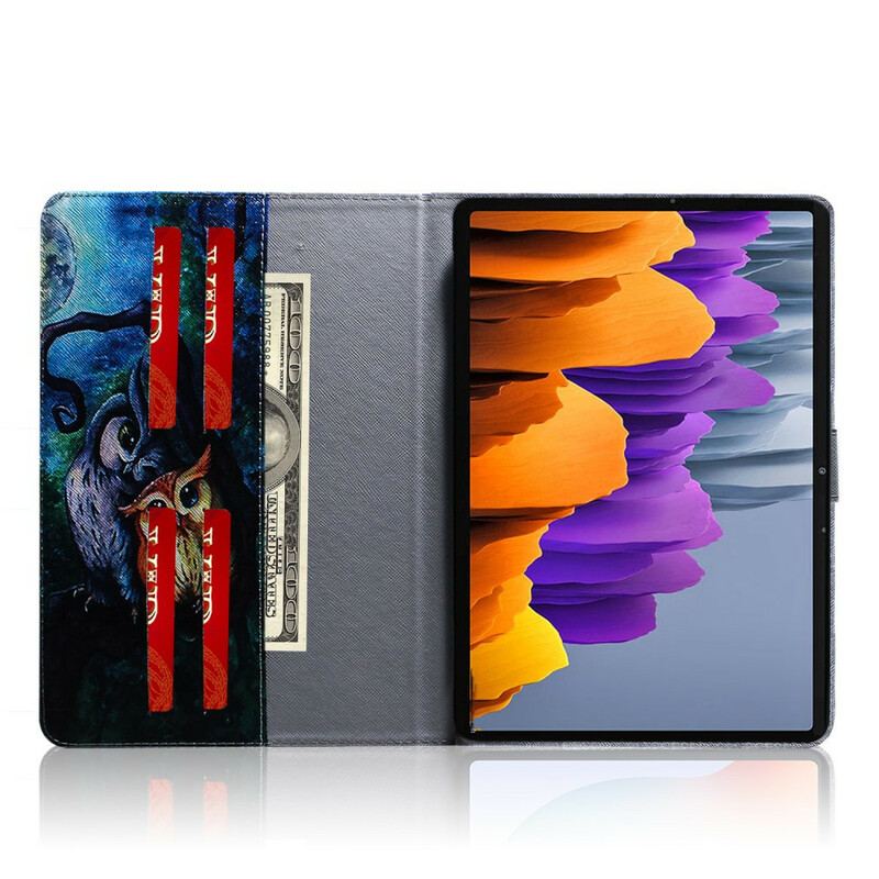 Capa Folio Para Samsung Galaxy Tab S8 / Tab S7 Corujas Pintando