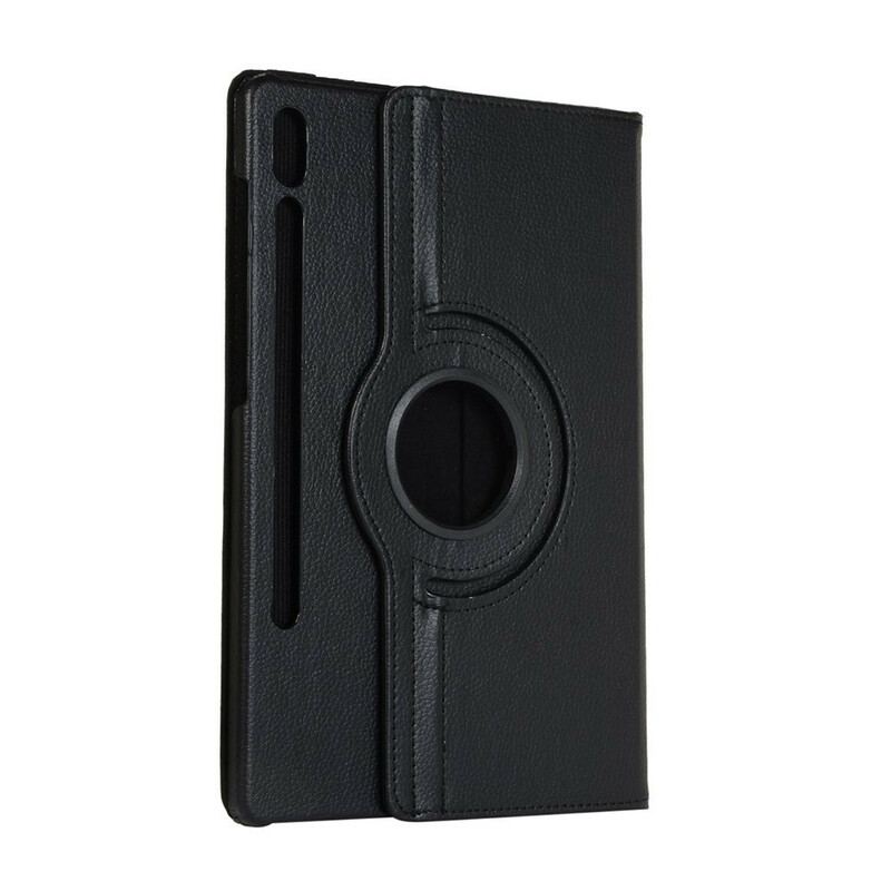 Capa Folio Para Samsung Galaxy Tab S8 / Tab S7 Couro Sintético De Lichia Giratório Em 360°