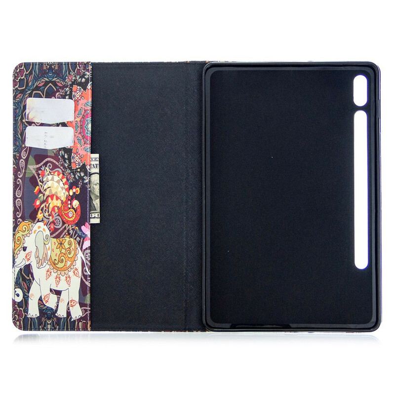 Capa Folio Para Samsung Galaxy Tab S8 / Tab S7 Estampa Elefante