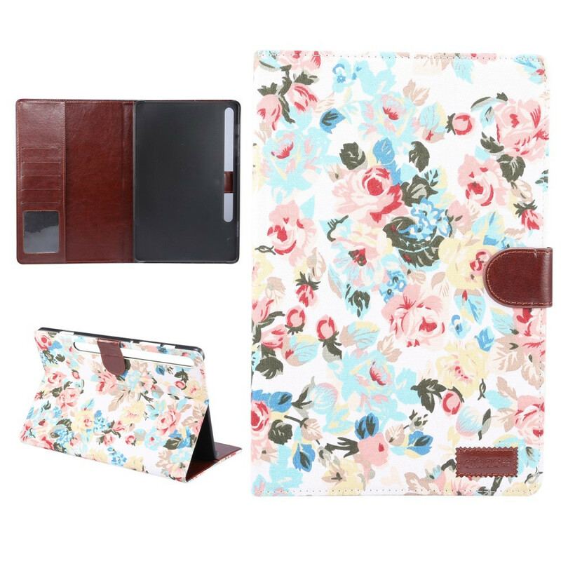 Capa Folio Para Samsung Galaxy Tab S8 / Tab S7 Flores Da Liberdade