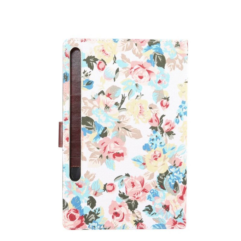 Capa Folio Para Samsung Galaxy Tab S8 / Tab S7 Flores Da Liberdade