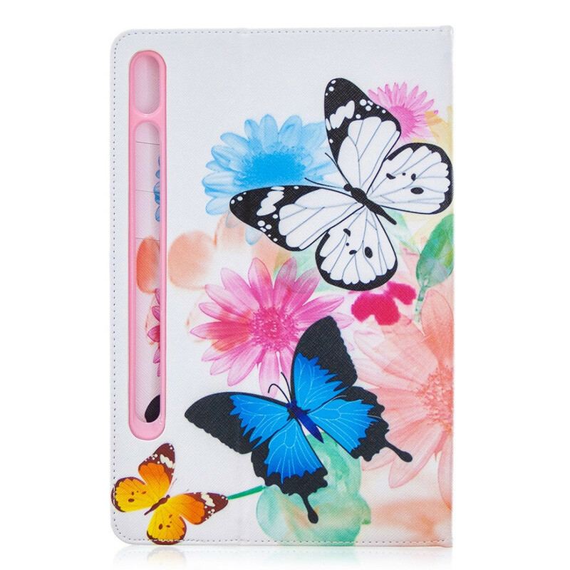 Capa Para Samsung Galaxy Tab S8 / Tab S7 Aquarela Borboletas