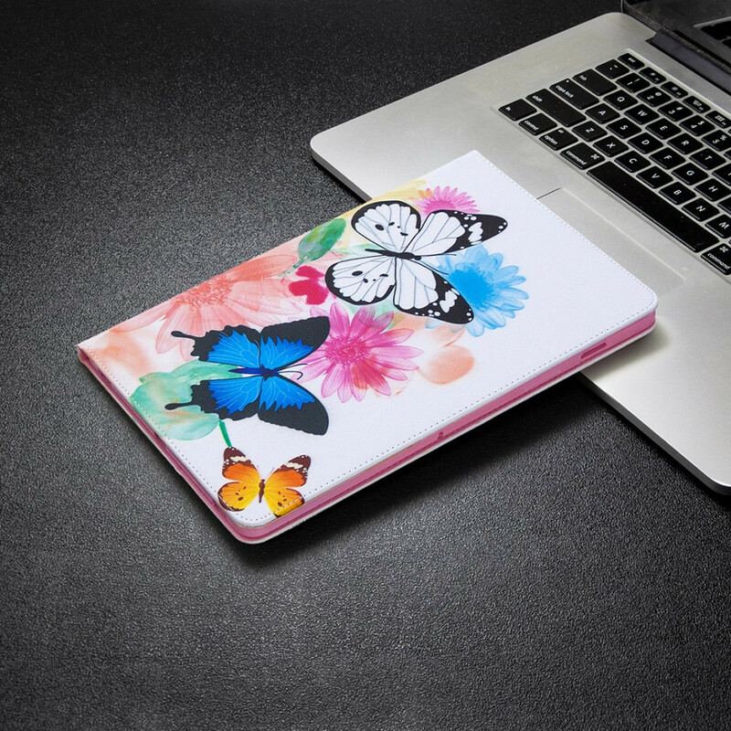 Capa Para Samsung Galaxy Tab S8 / Tab S7 Aquarela Borboletas