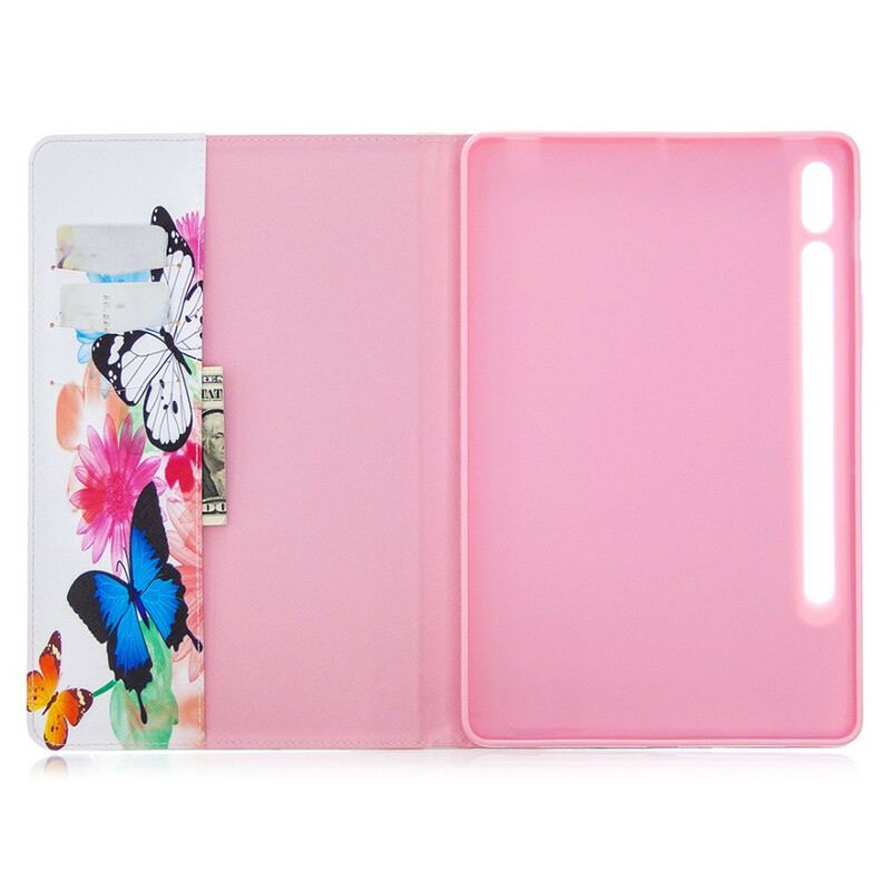 Capa Para Samsung Galaxy Tab S8 / Tab S7 Aquarela Borboletas