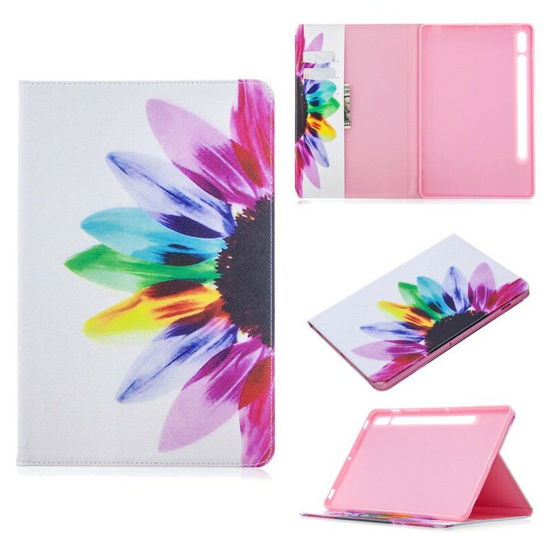 Capa Para Samsung Galaxy Tab S8 / Tab S7 Flor Aquarela