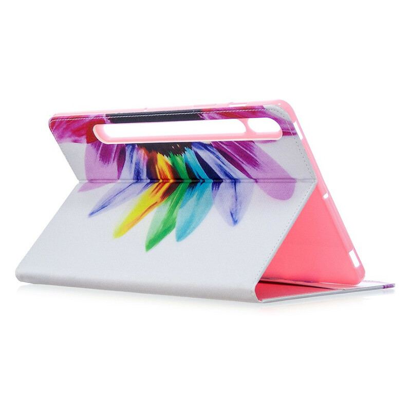 Capa Para Samsung Galaxy Tab S8 / Tab S7 Flor Aquarela