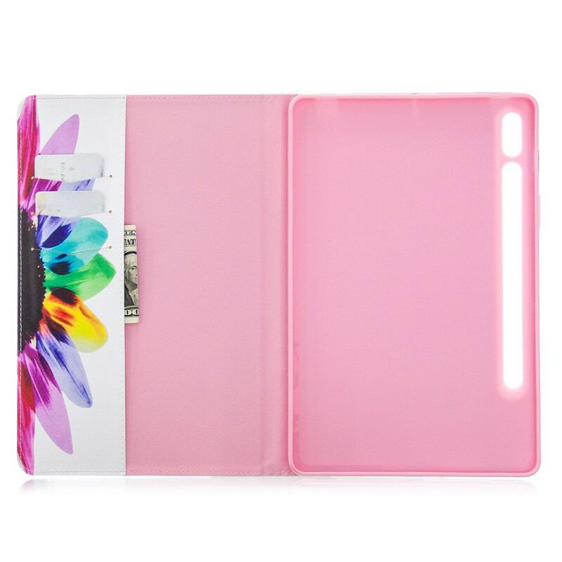 Capa Para Samsung Galaxy Tab S8 / Tab S7 Flor Aquarela