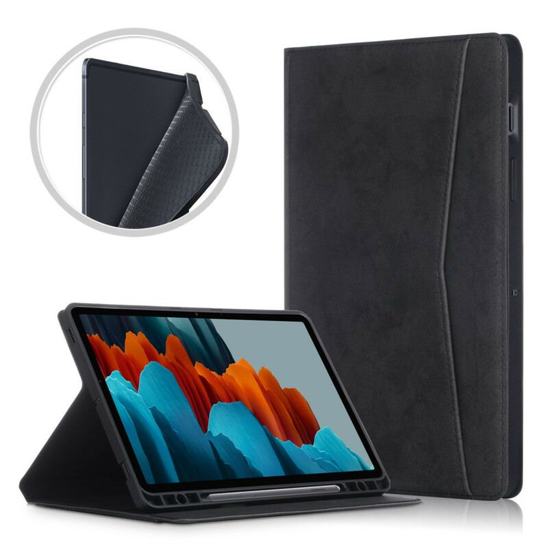 Capa Proteção Para Samsung Galaxy Tab S8 / Tab S7 Efeito Couro Empresarial