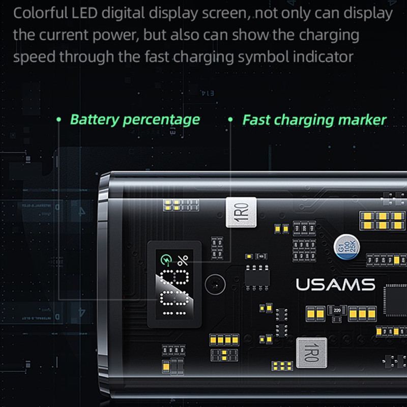 Display Digital De Duas Portas Com Bateria Externa De 9.000 Mah