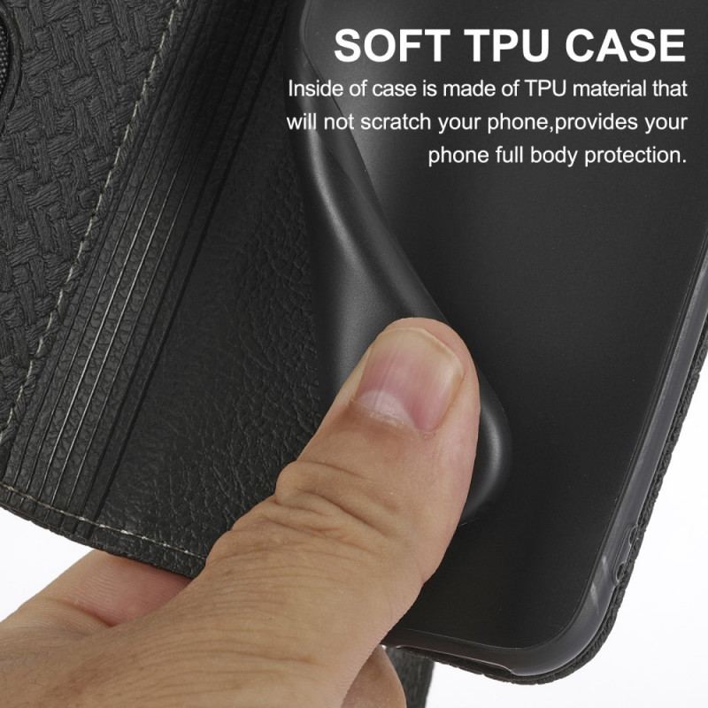 Capa De Celular Para Samsung Galaxy M12 / A12 De Cordão Flip Estilo De Couro Trançado Com Tiras