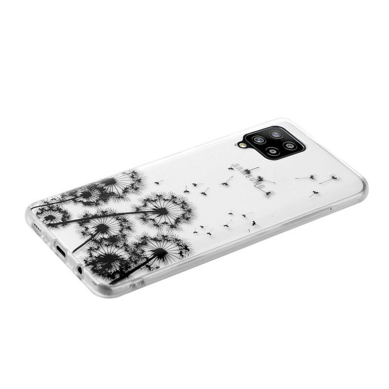 Capa De Celular Para Samsung Galaxy M12 / A12 Dentes-de-leão Pretos Sem Costura