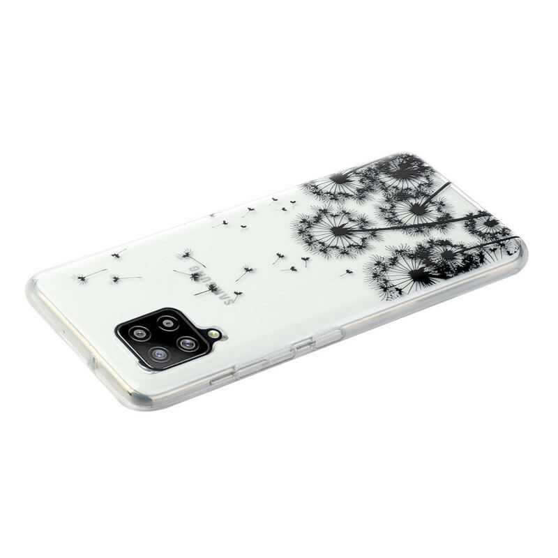 Capa De Celular Para Samsung Galaxy M12 / A12 Dentes-de-leão Pretos Sem Costura