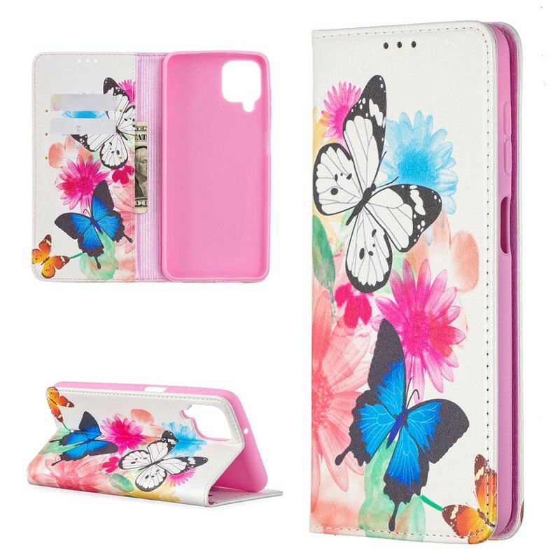 Capa De Celular Para Samsung Galaxy M12 / A12 Flip Borboletas Coloridas