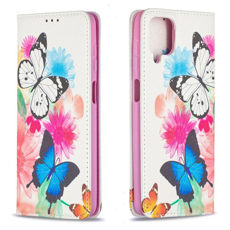 Capa De Celular Para Samsung Galaxy M12 / A12 Flip Borboletas Coloridas