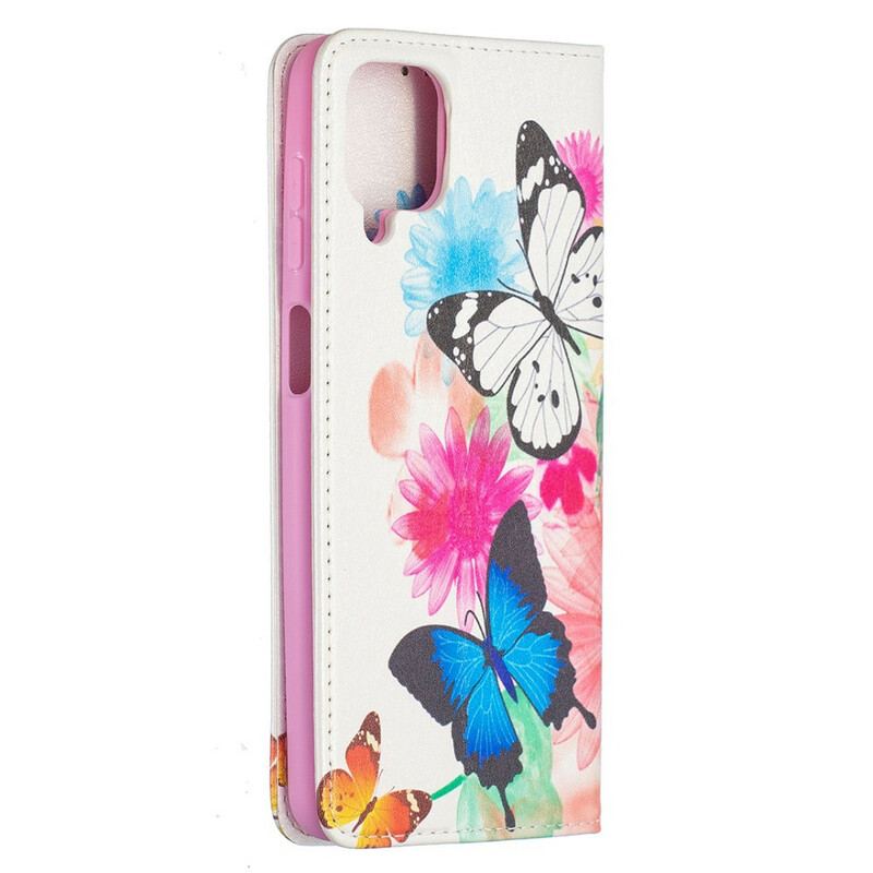 Capa De Celular Para Samsung Galaxy M12 / A12 Flip Borboletas Coloridas