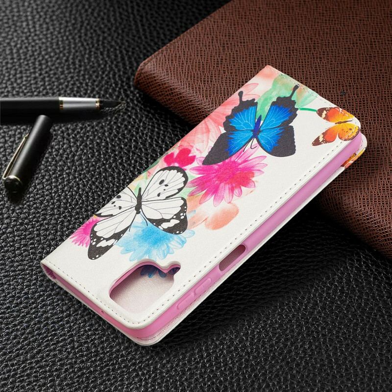 Capa De Celular Para Samsung Galaxy M12 / A12 Flip Borboletas Coloridas