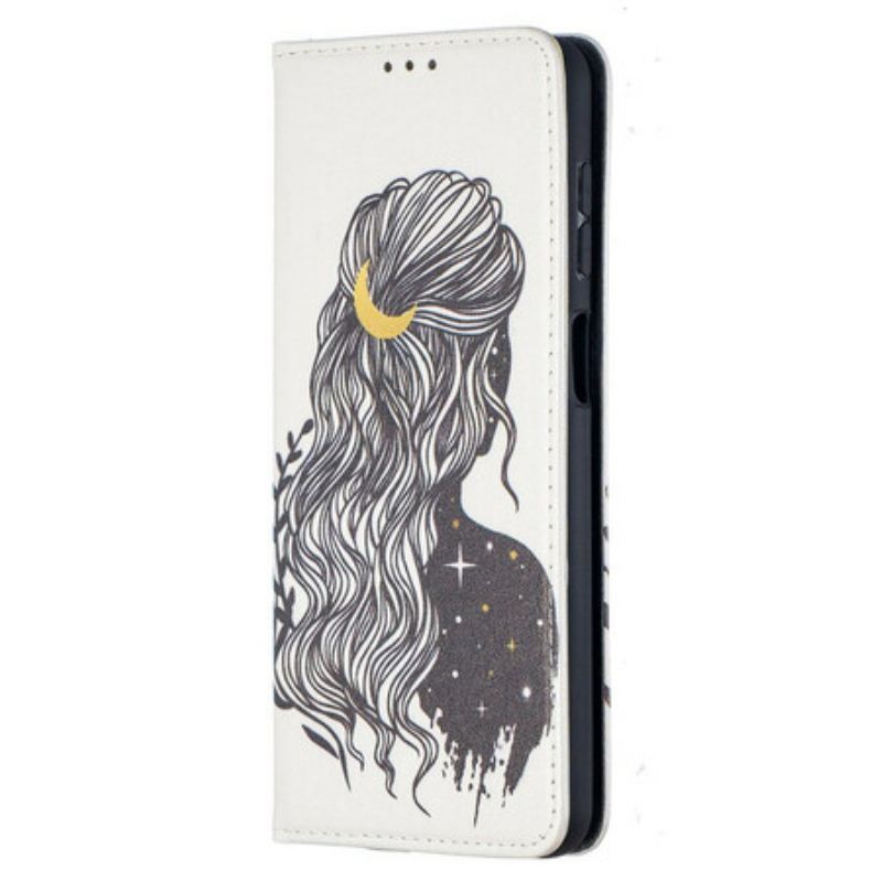 Capa De Celular Para Samsung Galaxy M12 / A12 Flip Cabelo Bonito