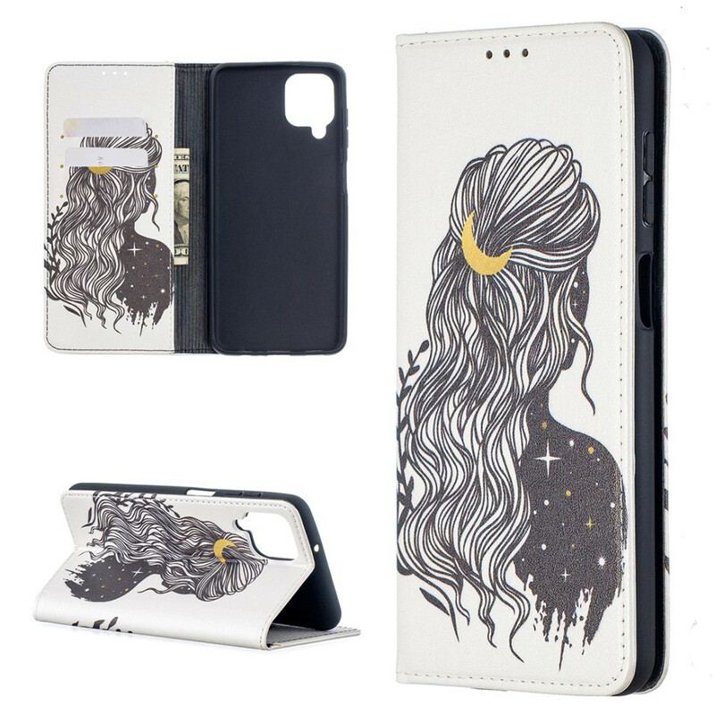 Capa De Celular Para Samsung Galaxy M12 / A12 Flip Cabelo Bonito