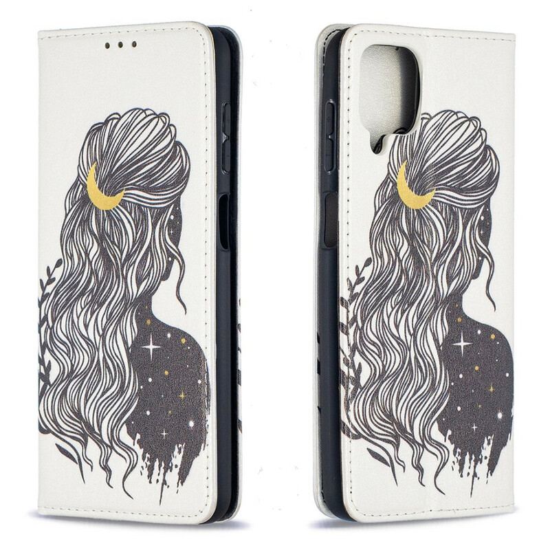 Capa De Celular Para Samsung Galaxy M12 / A12 Flip Cabelo Bonito