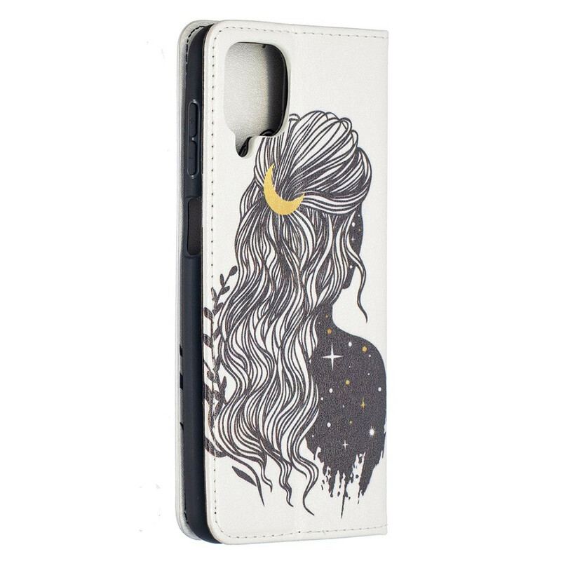 Capa De Celular Para Samsung Galaxy M12 / A12 Flip Cabelo Bonito