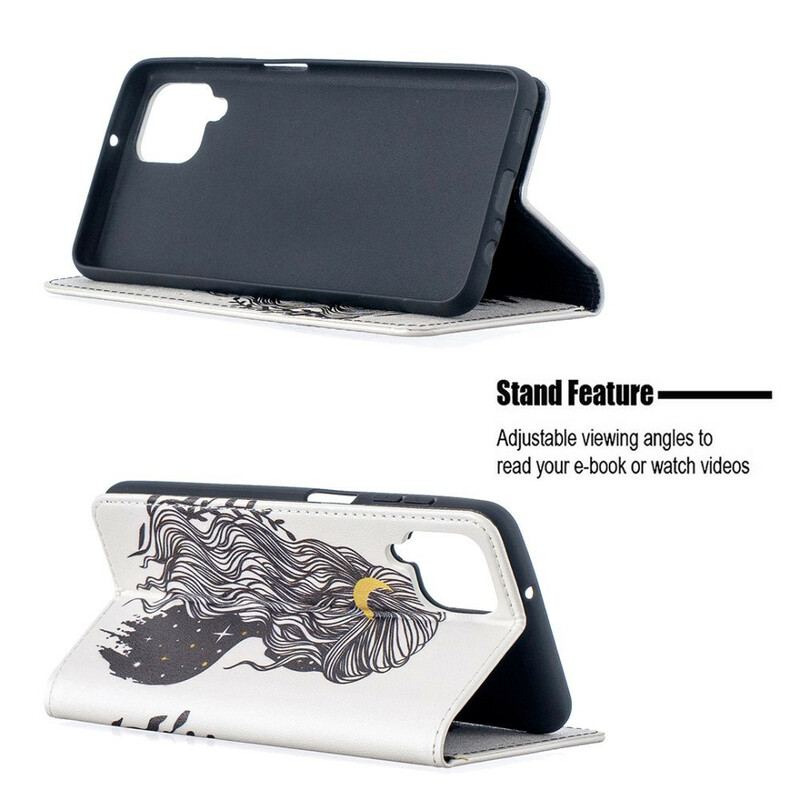 Capa De Celular Para Samsung Galaxy M12 / A12 Flip Cabelo Bonito