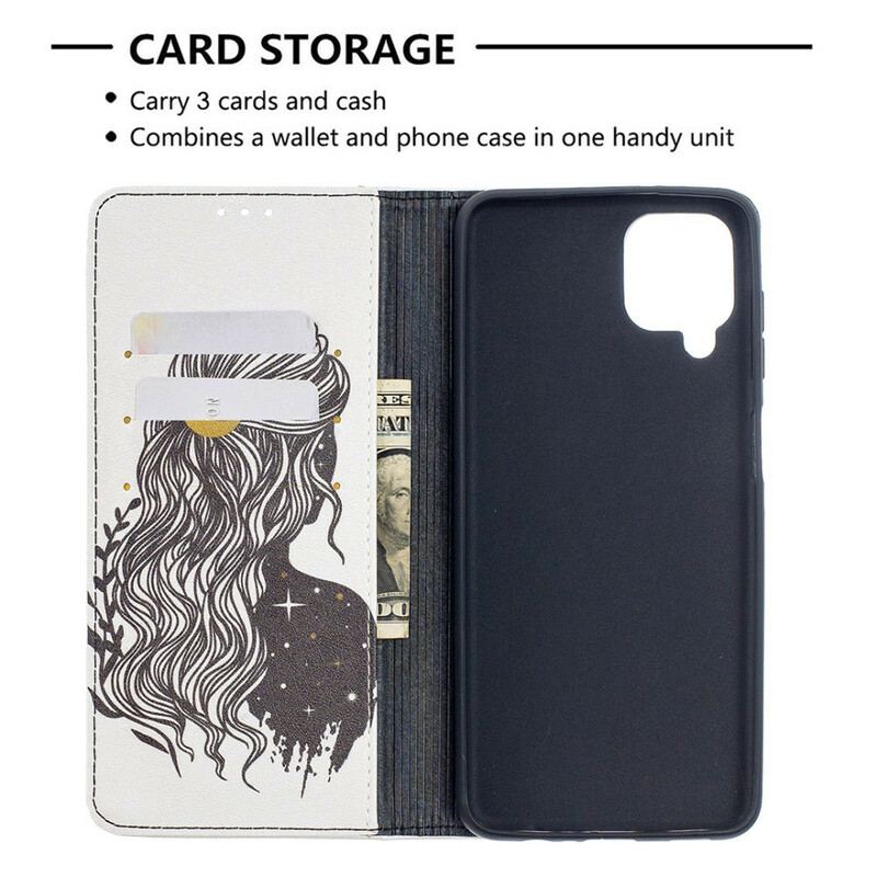 Capa De Celular Para Samsung Galaxy M12 / A12 Flip Cabelo Bonito