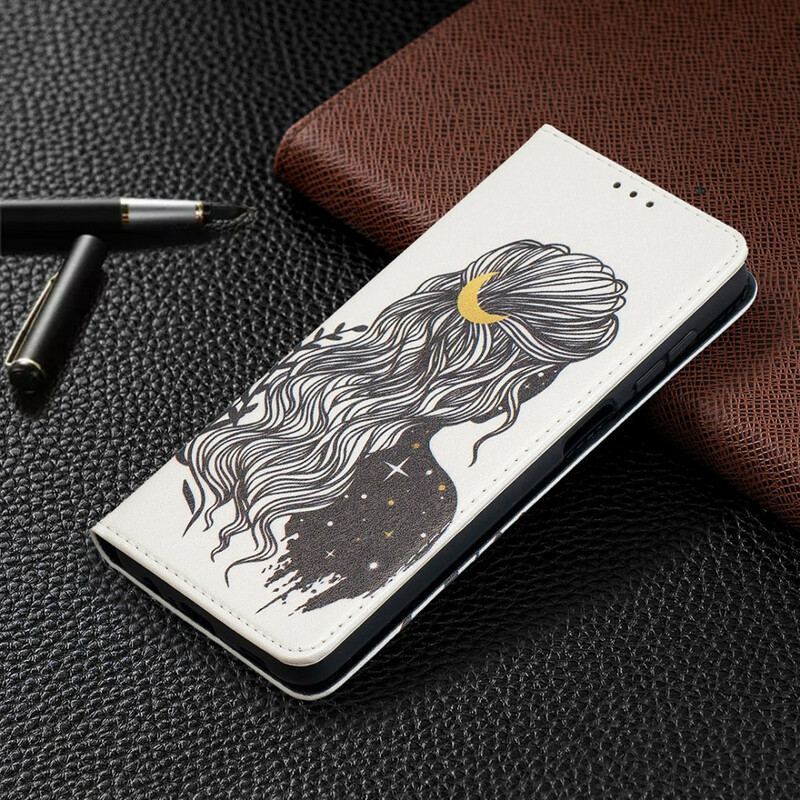 Capa De Celular Para Samsung Galaxy M12 / A12 Flip Cabelo Bonito