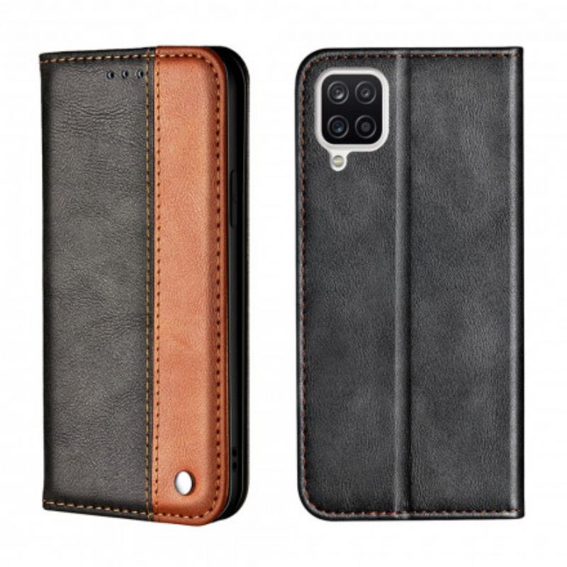 Capa De Celular Para Samsung Galaxy M12 / A12 Flip Efeito De Couro De Dois Tons