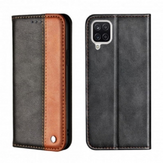 Capa De Celular Para Samsung Galaxy M12 / A12 Flip Efeito De Couro De Dois Tons