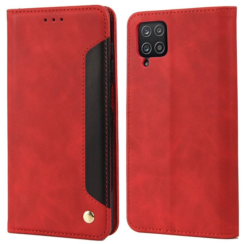 Capa De Celular Para Samsung Galaxy M12 / A12 Flip Efeito Couro Empresarial Em Dois Tons