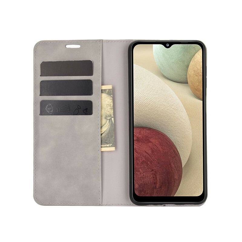 Capa De Celular Para Samsung Galaxy M12 / A12 Flip Efeito Couro Macio