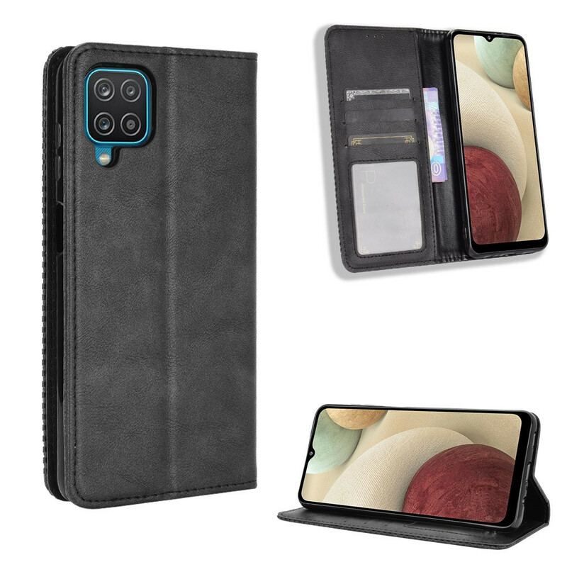 Capa De Celular Para Samsung Galaxy M12 / A12 Flip Efeito Couro Vintage Estilizado