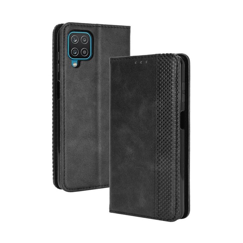 Capa De Celular Para Samsung Galaxy M12 / A12 Flip Efeito Couro Vintage Estilizado