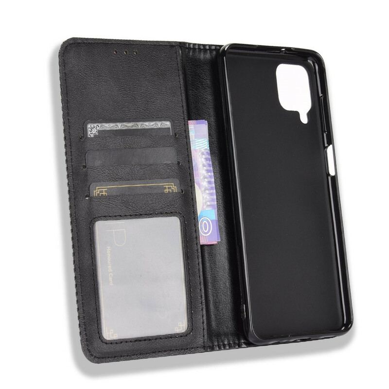 Capa De Celular Para Samsung Galaxy M12 / A12 Flip Efeito Couro Vintage Estilizado