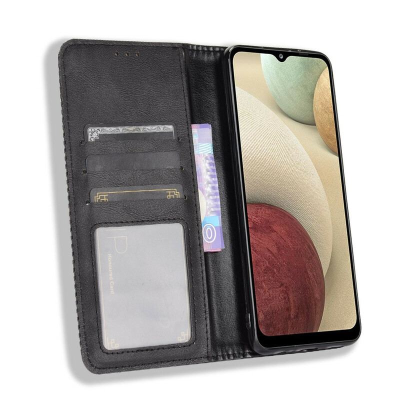 Capa De Celular Para Samsung Galaxy M12 / A12 Flip Efeito Couro Vintage Estilizado