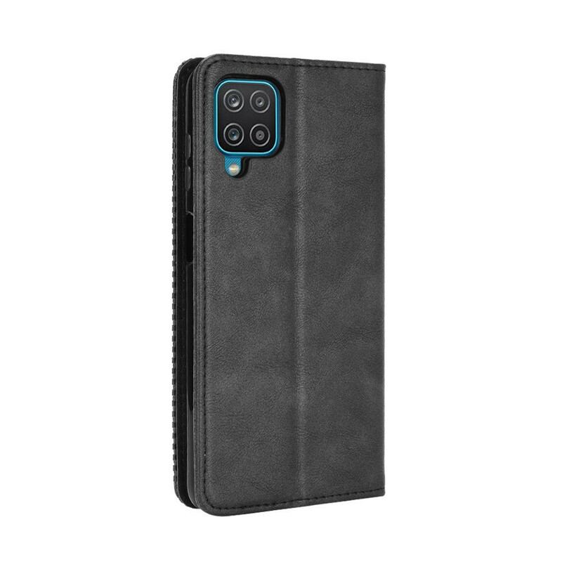 Capa De Celular Para Samsung Galaxy M12 / A12 Flip Efeito Couro Vintage Estilizado