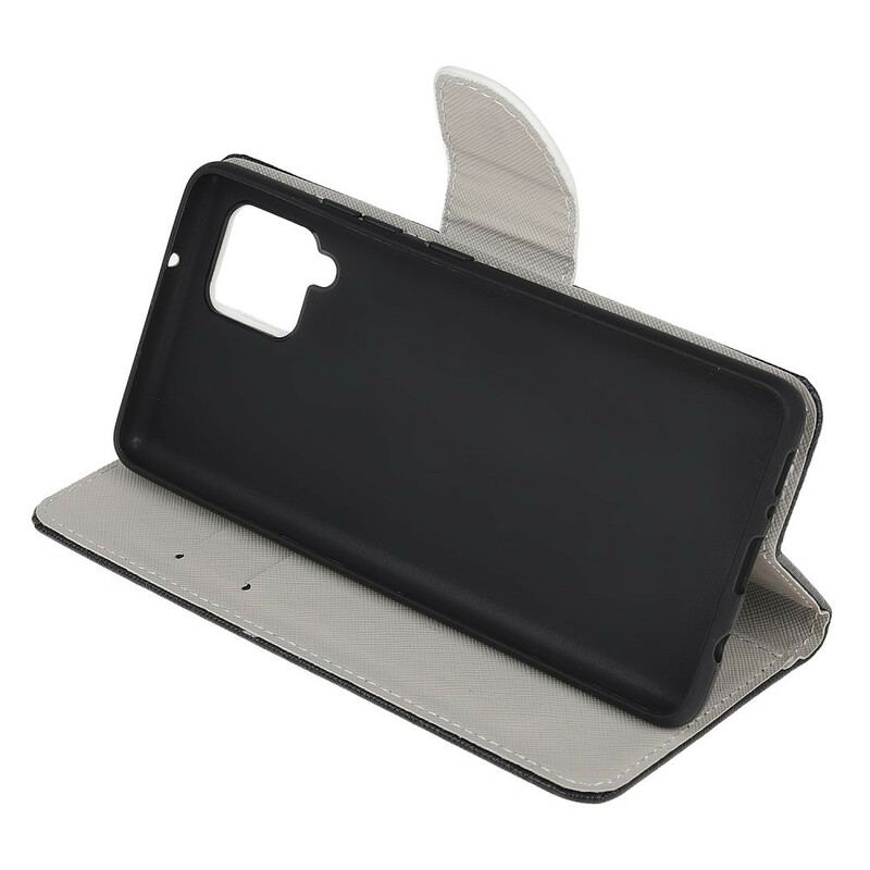 Capa De Couro Para Samsung Galaxy M12 / A12 Borboletas