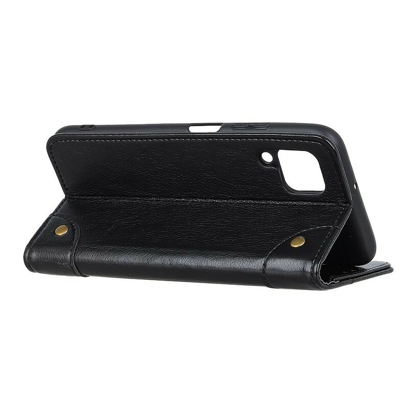 Capa De Couro Para Samsung Galaxy M12 / A12 Efeito Couro Napa Antigo