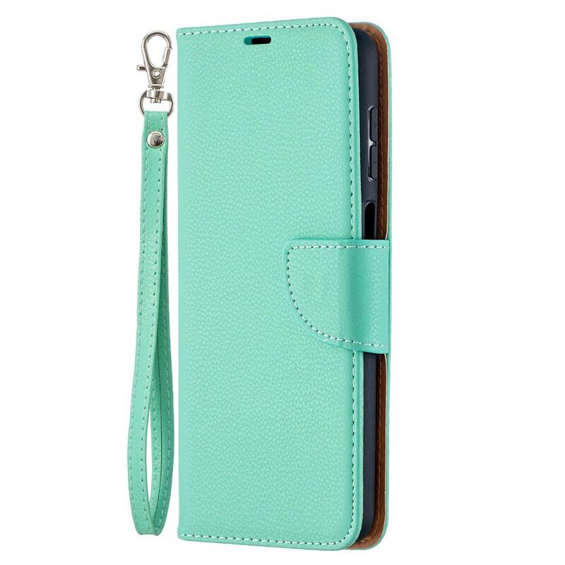 Capa De Couro Para Samsung Galaxy M12 / A12 Flip Lichia Rabat Oblíqua