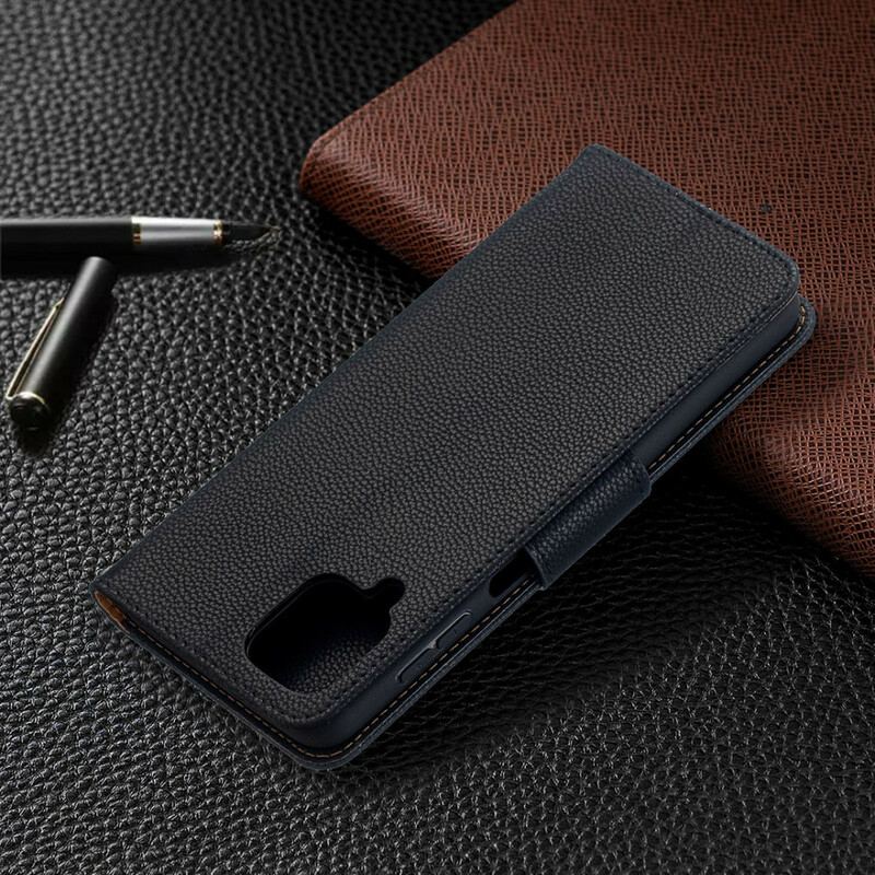 Capa De Couro Para Samsung Galaxy M12 / A12 Flip Lichia Rabat Oblíqua