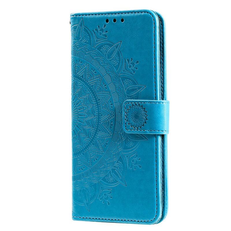 Capa De Couro Para Samsung Galaxy M12 / A12 Mandala Do Sol