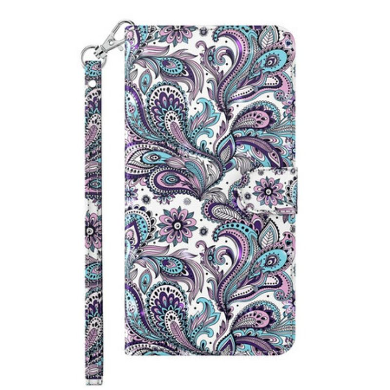 Capa De Couro Para Samsung Galaxy M12 / A12 Padrões De Flores